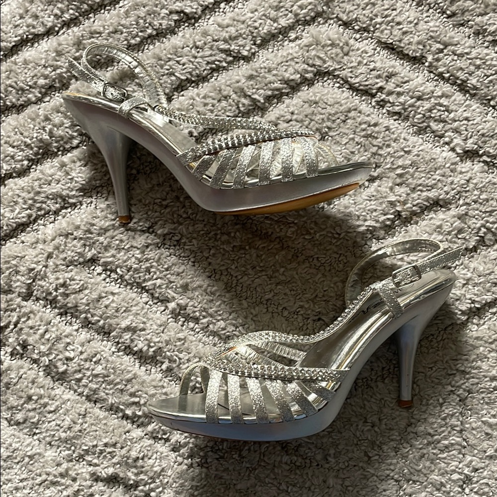 Elegant Silver Strappy Heels